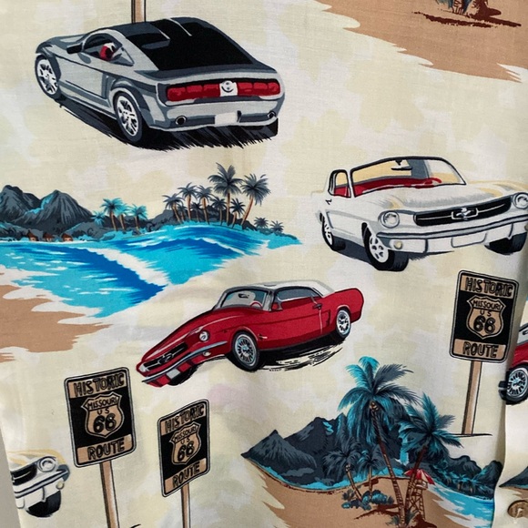 Vintage Mustang Cars Casual Button Down Shirt. Made in Korea. Size Medium - Picture 5 of 11